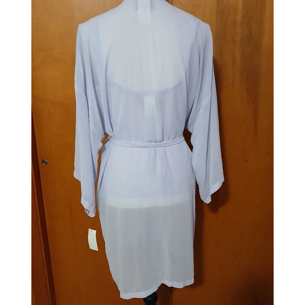 Expressions 2-Piece Lavender Cami Robe Sheer Sequin Collar Nighty Size Medium